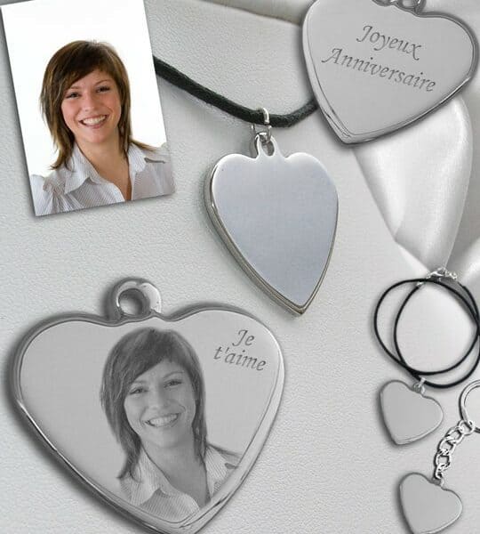 Gravure personnalisée sur pendentif coeur
