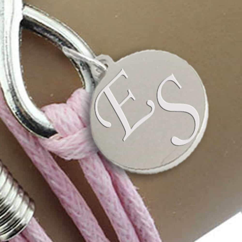 Bracelet rose infini avec initiale gravée et personnalisée