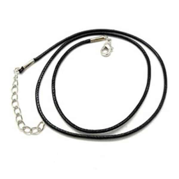 Cordon tour de cou cuir noir