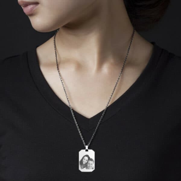 Photo gravée sur collier acier pour homme