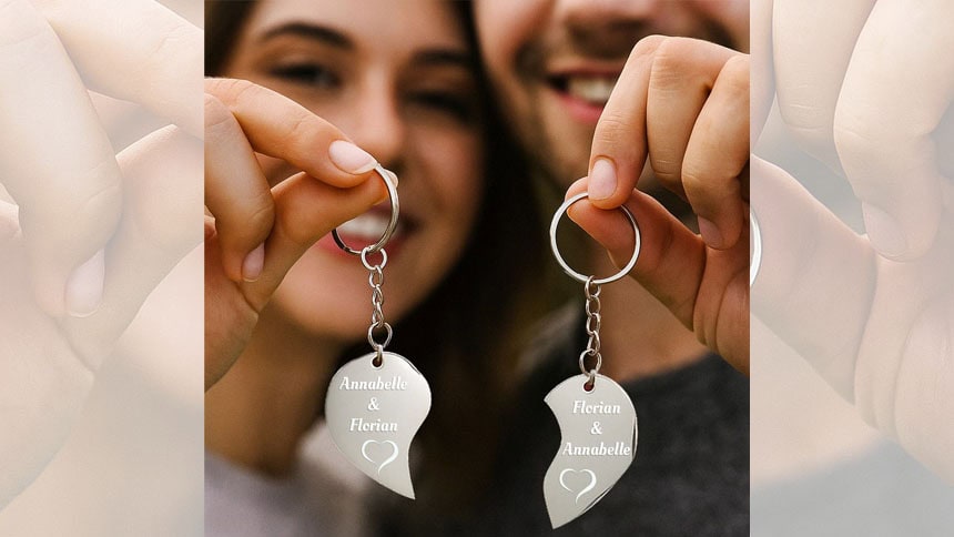 Porte-clés personnalisé avec prénom et message recto et verso